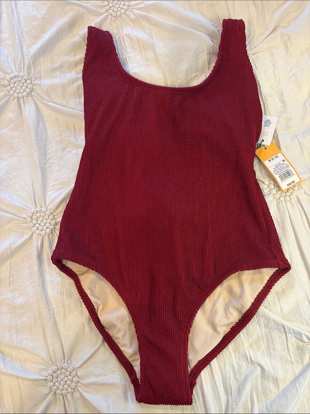 Kona Sol Textured One-Piece Swimsuit in Deep Wine Red
